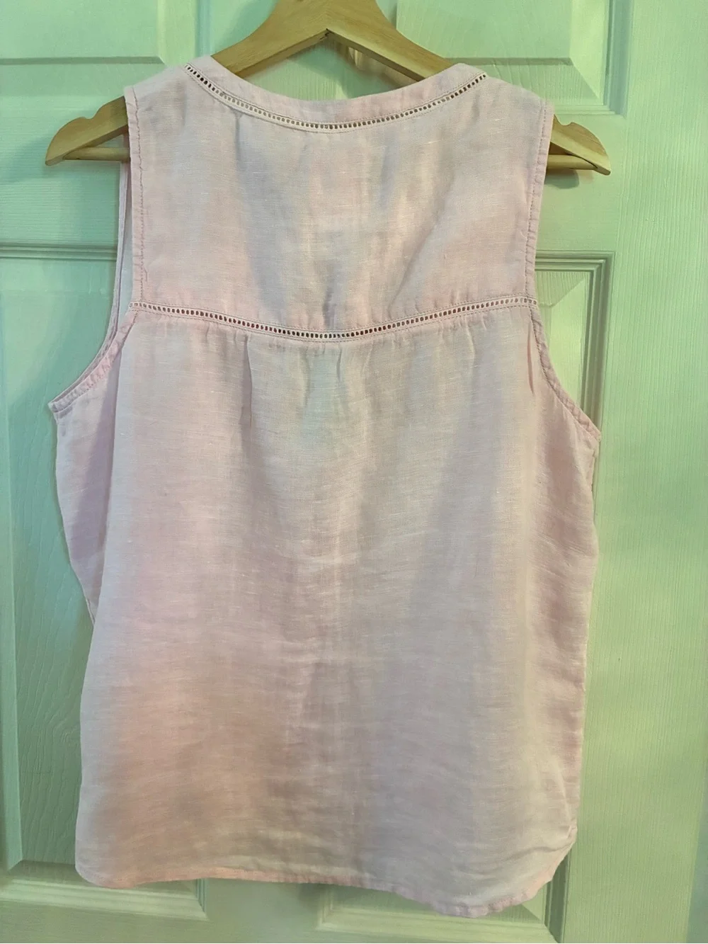 Joie Linen Pale Pink Sleeveless Button-Front Eyelet Top - NWT - Picture 6 of 10